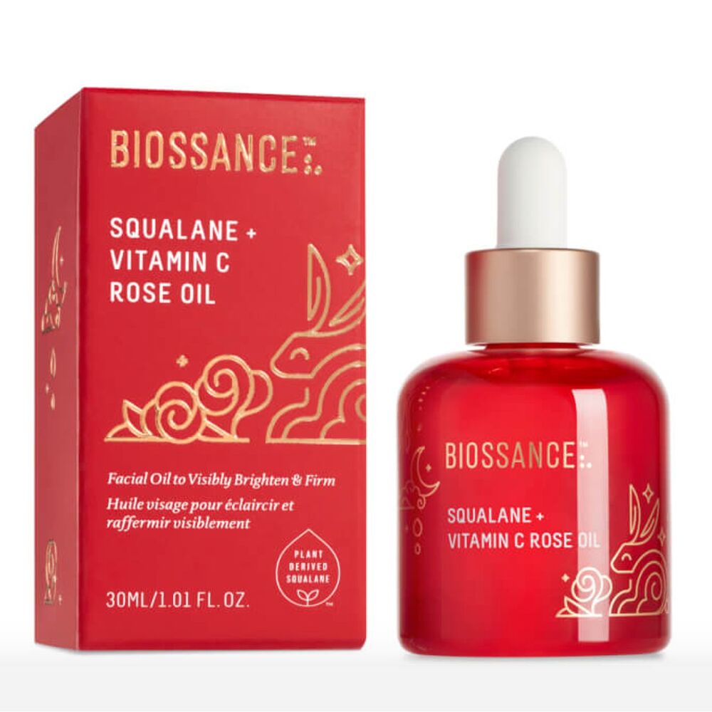 NIB Biossance Squalane + Vitamin C Rose Oil in Limited Edition Packaging